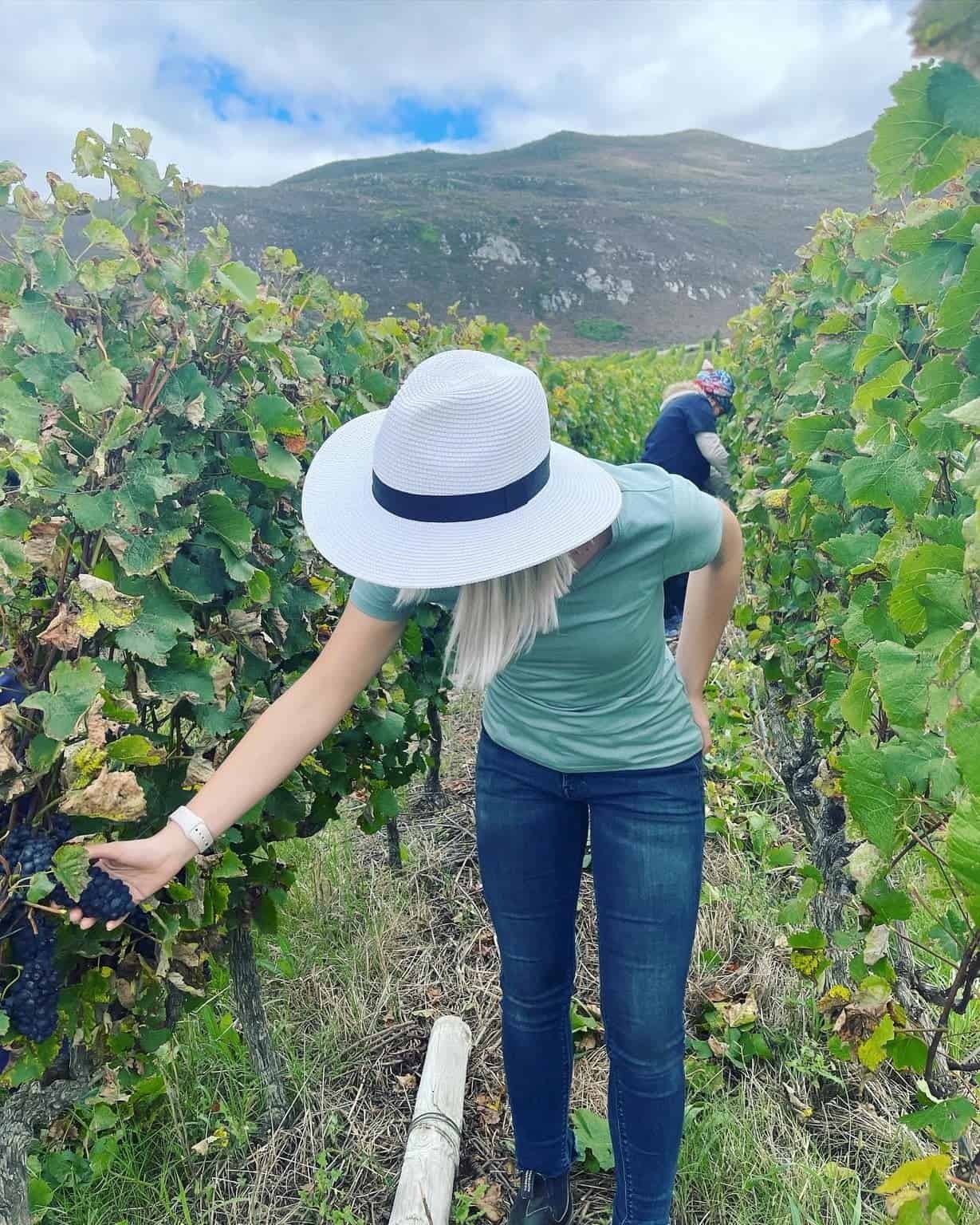 Tanika Paris walking through the vineyards of Lenuzza Wines, embracing the terroir.